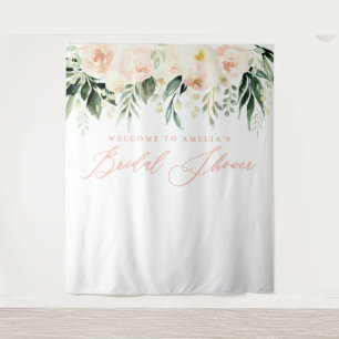 Peach + green watercolor floral bridal shower tapestry