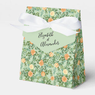 Peach Green Wedding Spring Pastel Floral Favour Box