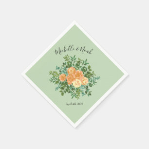 Peach Green Wedding Spring Pastel Floral Napkin