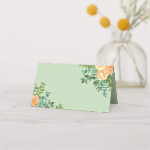 Peach Green Wedding Spring Pastel Floral Place Card