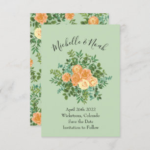 Peach Green Wedding Spring Pastel Invitation