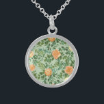 Peach Green Wedding Spring Pastel Sterling Silver Necklace<br><div class="desc">Beautiful floral peach and green spring floral wedding invitations are classic and perfect for a spring or summer wedding!  The soft pastel colours are gorgeous and elegant.</div>