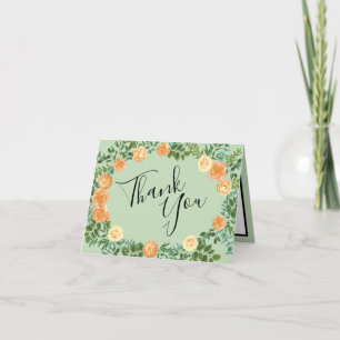 Peach Green Wedding Spring Pastel Thank You Card