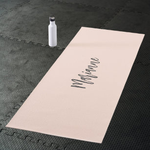 Peach grey custom name script yoga mat