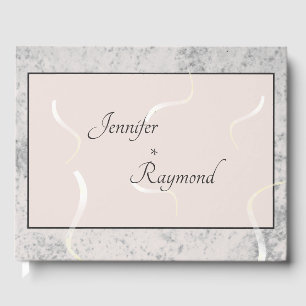 Peach & Grey Marble Monogramed Guest Book