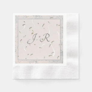 Peach & Grey Marble Monogramed Napkins