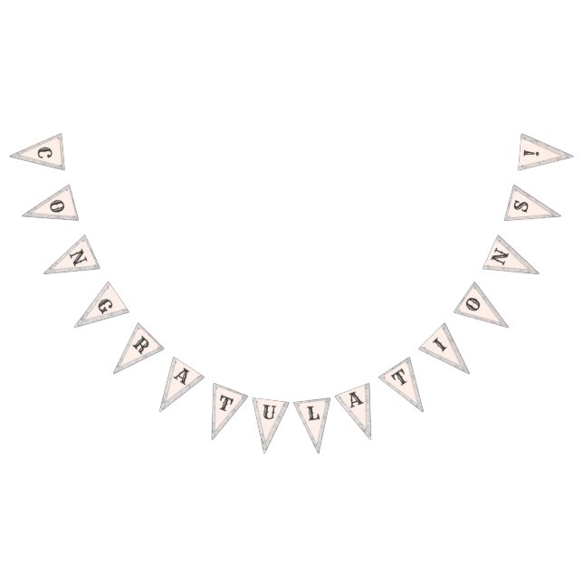 Peach & Grey Marble Monogramed Wedding Bunting (All)
