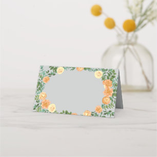 Peach & Grey Peony & Rose Floral Wedding Place Card