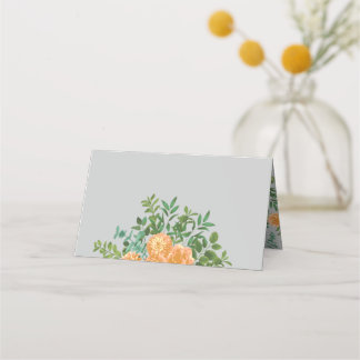 Peach & Grey Peony & Rose Floral Wedding Place Card