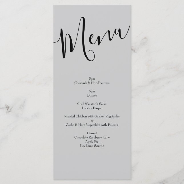 Peach Grey Wedding Spring Floral Menu (Front)