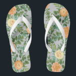 Peach Grey Wedding Vintage Floral Jandals<br><div class="desc">Beautiful peach roses on grey is a gorgeous floral design for a vintage spring garden wedding!</div>