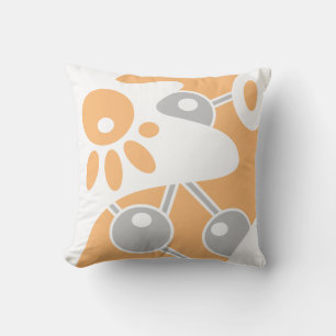 Peach Grey White Modern Doodle 1 Cushion