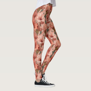 Peach Gym Wear Amaryllis Accent Moms Day Gifts Leggings