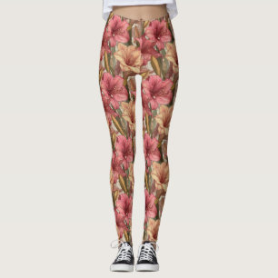 Peach Gym Wear Amaryllis Themed Gifts For Sister Leggings
