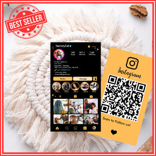 Peach Hair Stylist Instagram Social QR  Business Card
