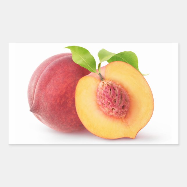 Peach halves rectangular sticker (Front)