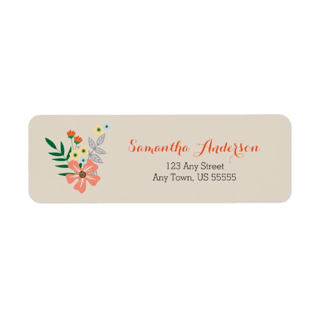 Peach Hand Drawn Flowers, Personalised (Front)