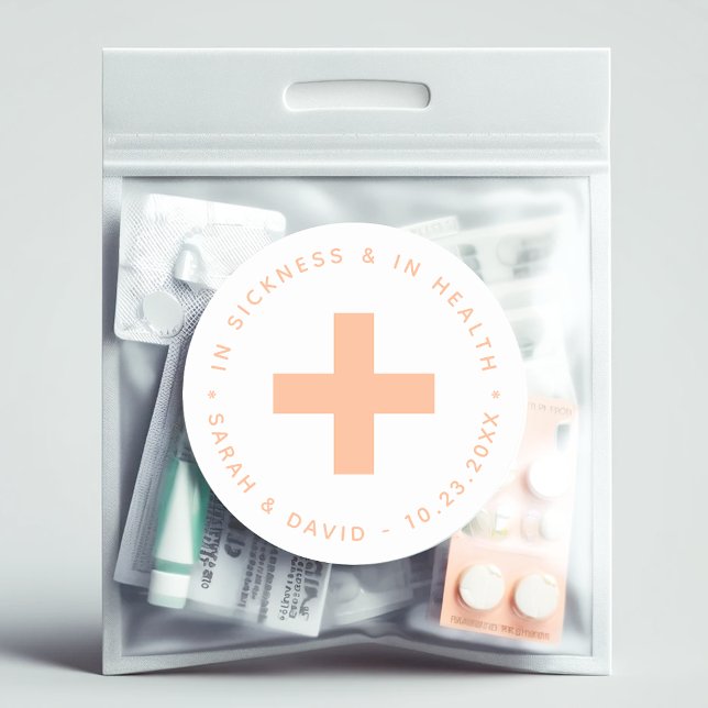 Peach Hangover Kit In Sickness and in Health Cross Classic Round Sticker (Creator Uploaded)