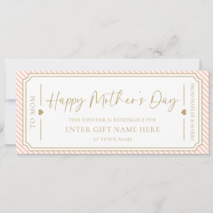 Peach Happy Mother's Day Gift Voucher Card