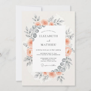 Peach Harmonious Botanical Wedding Invitation