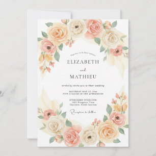 Peach Harmonious Spring Wedding Invitation