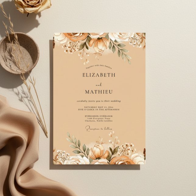 Peach Harvest Bloom Wedding Invitation (Creator Uploaded)