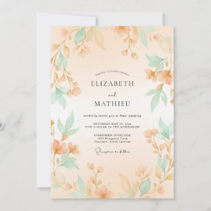 Peach Hazy Botanical Wedding Invitation
