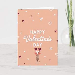 Peach Heart Pattern Valentines Card