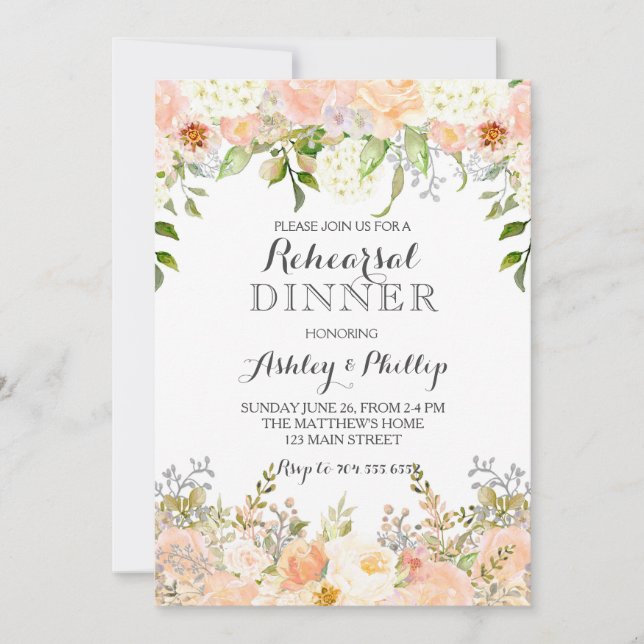 peach hydrangea bridal shower invitation (Front)