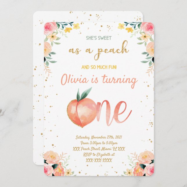 Peach Invitations  (Front/Back)