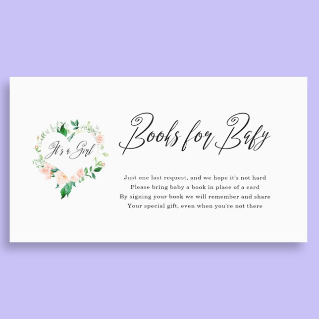 Peach It's a Girl Books for Baby Shower  Enclosure Card (Creator Uploaded)