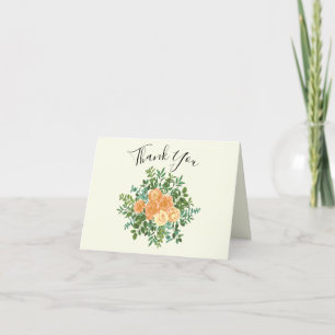 Peach & Ivory Peony & Rose Floral Thank You Cards