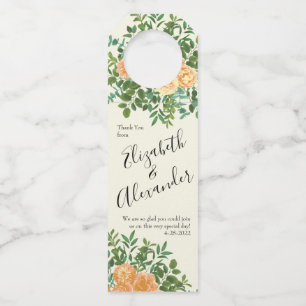 Peach Ivory Wedding Vintage Rose Bottle Tag