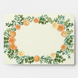 Peach Ivory Wedding Vintage Rose Envelope