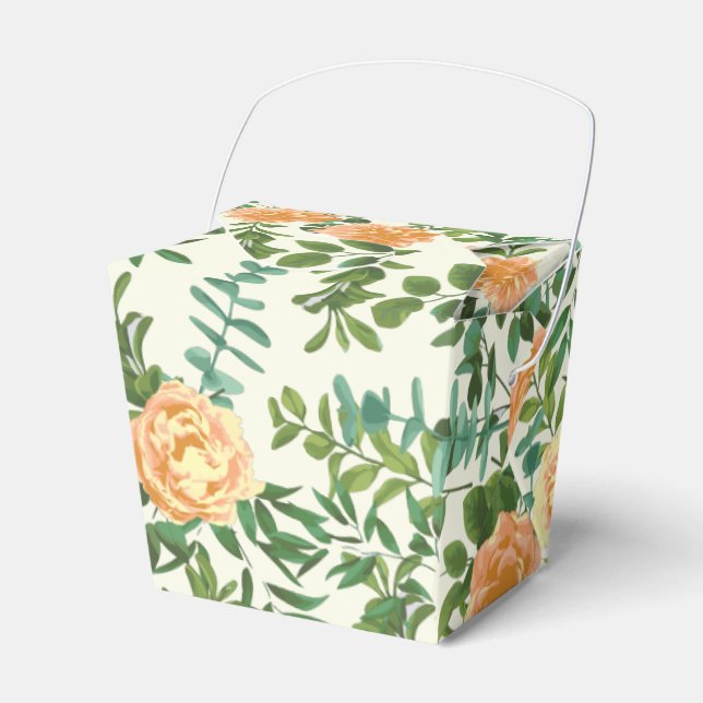Peach Ivory Wedding Vintage Rose Favour Box (Front Side)