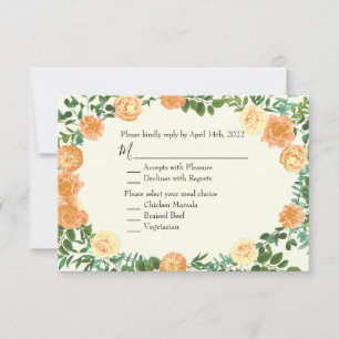 Peach Ivory Wedding Vintage Rose Invitation