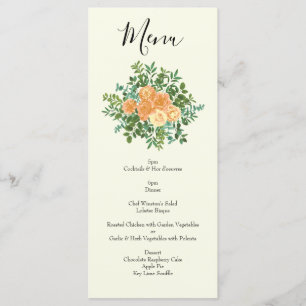 Peach Ivory Wedding Vintage Rose Menu