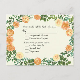 Peach Ivory Wedding Vintage Rose Postcard