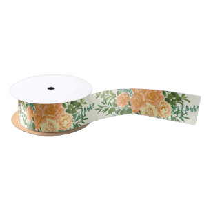 Peach Ivory Wedding Vintage Rose Satin Ribbon