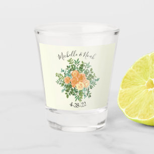 Peach Ivory Wedding Vintage Rose Shot Glass
