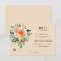 Peach Jade Teal Floral Wedding