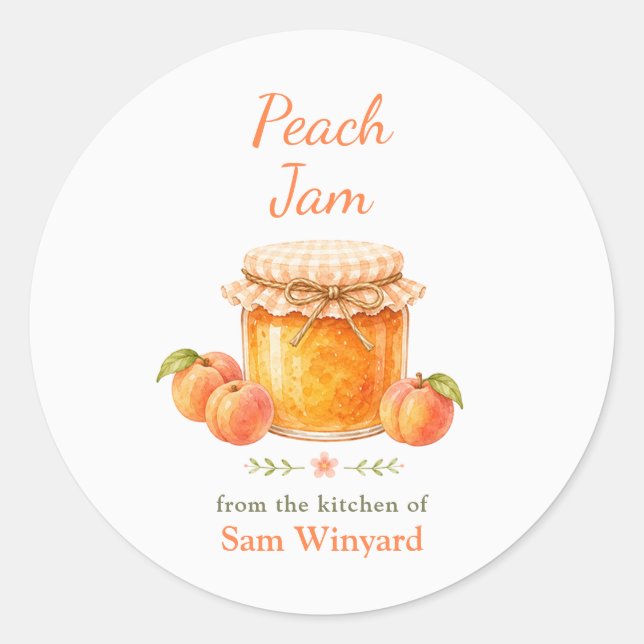 Peach Jam Homemade Kitchen Label (Front)