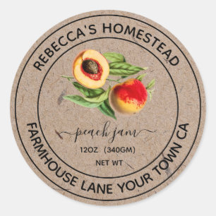 Peach Jam Kraft Paper Canning Jar Labels