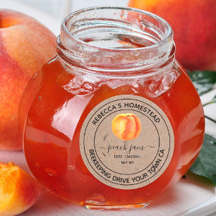 Peach Jam Kraft Paper  Canning Jar Labels