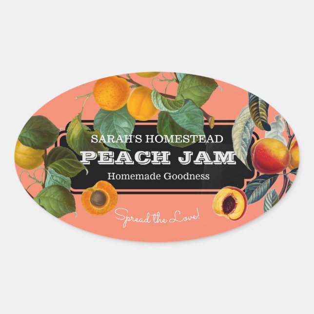 Peach Jam Preserve Label Fruit (Front)