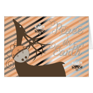 Peach Jingle Bells Stripe Christmas Greeting Card