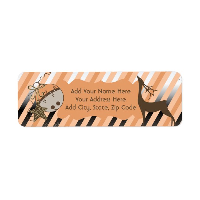 Peach Jingle Bells Stripe Return Address Labels (Front)