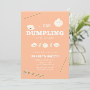 Peach Kawaii Bao Dumpling Baby Shower Invitation