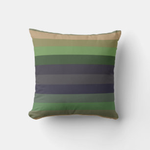 peach, khaki tan, pistachio, moss green stripes cushion