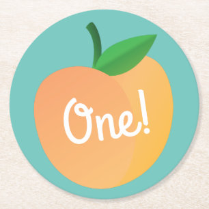 Peach Kid's Birthday Party Theme Round Paper Coaster
